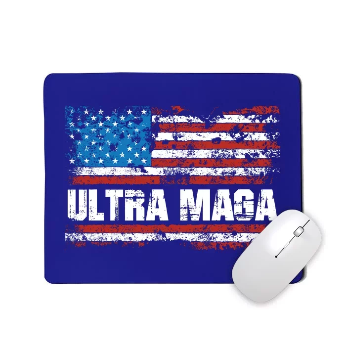 Ultra MAGA Distressed United States Of America USA Flag Mousepad