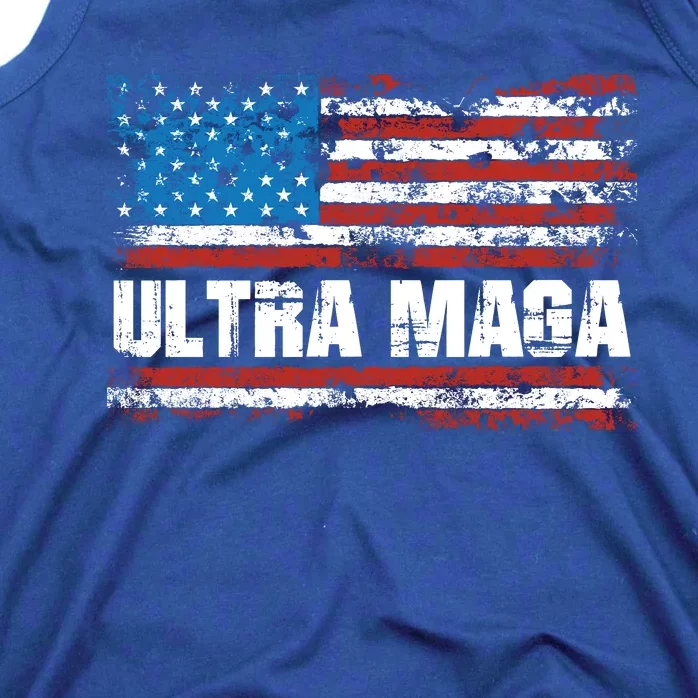 Ultra MAGA Distressed United States Of America USA Flag Tank Top