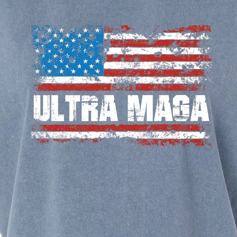 Ultra MAGA Distressed United States Of America USA Flag Garment-Dyed Women's Muscle Tee