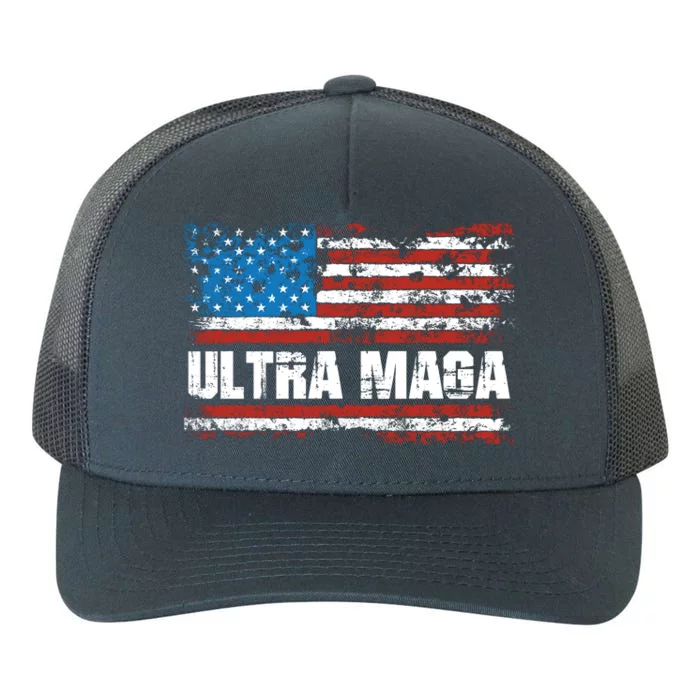 Ultra MAGA Distressed United States Of America USA Flag Yupoong Adult 5-Panel Trucker Hat