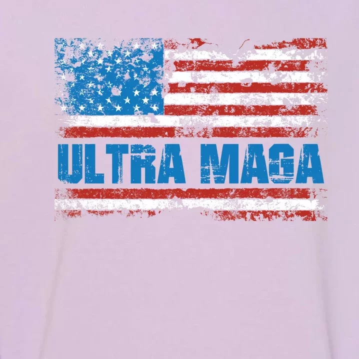 Ultra MAGA Distressed United States Of America USA Flag Garment-Dyed Sweatshirt