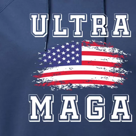 Ultra Maga Donald Trump American Pro Freedom Ultramaga Performance Fleece Hoodie