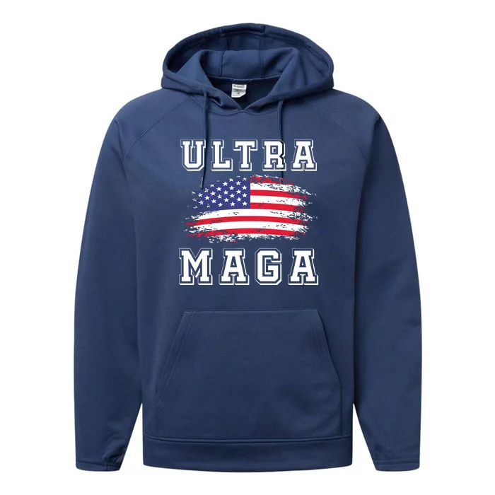 Ultra Maga Donald Trump American Pro Freedom Ultramaga Performance Fleece Hoodie