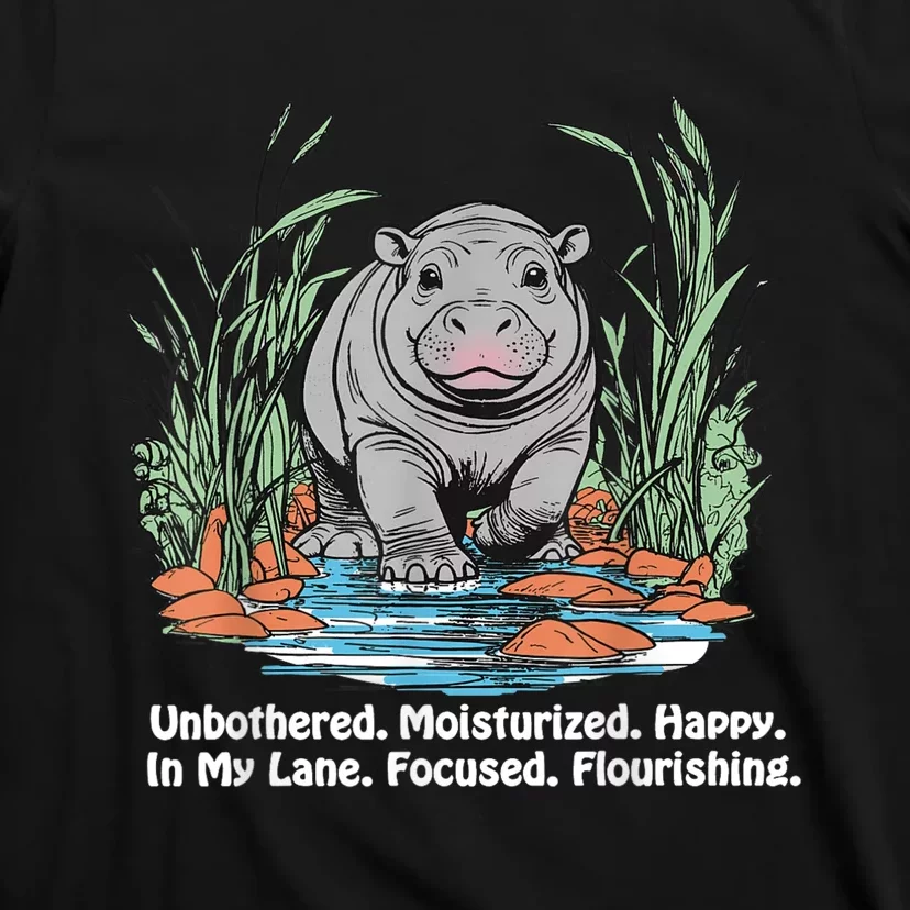 Unbothered Moo Deng Bouncy Pig Meme Cute Baby Hippo Viral T-Shirt