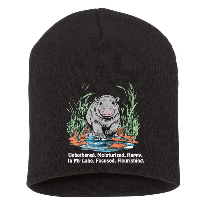 Unbothered Moo Deng Bouncy Pig Meme Cute Baby Hippo Viral Short Acrylic Beanie