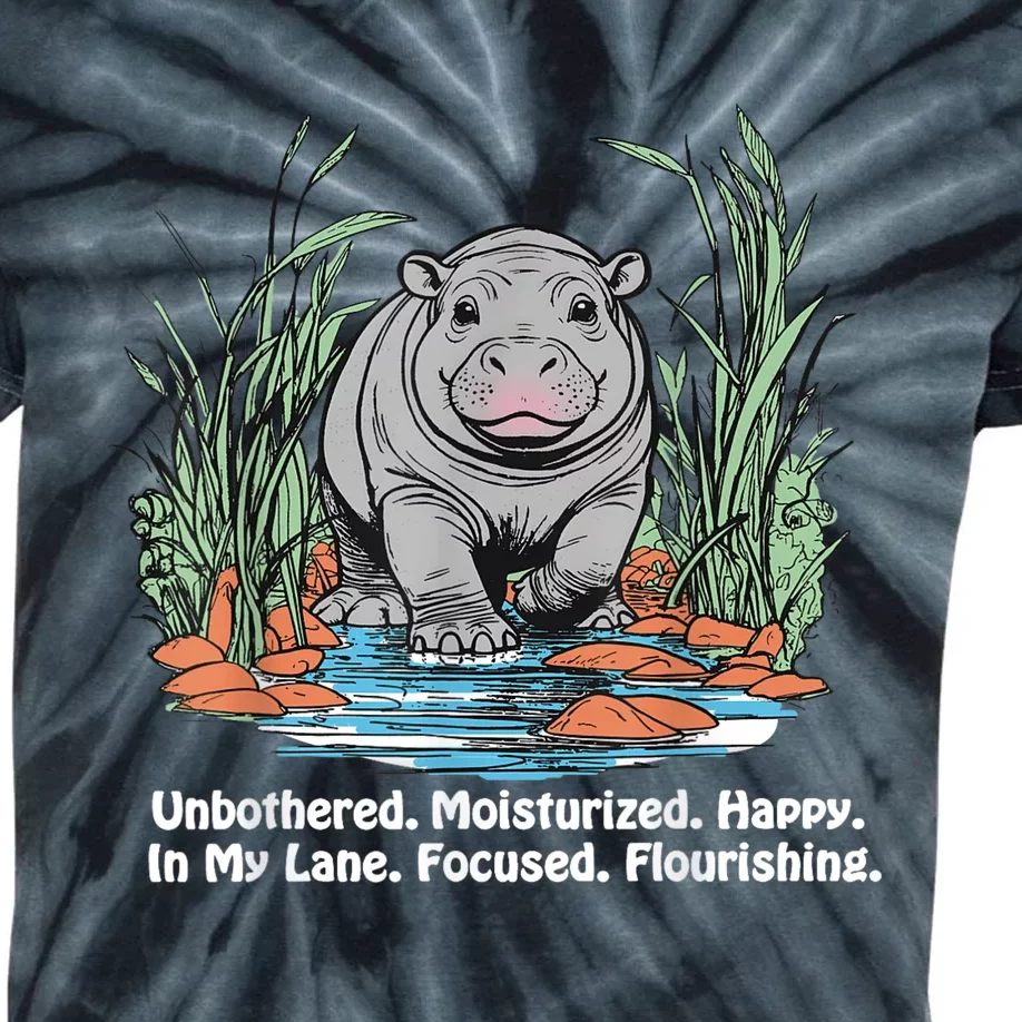 Unbothered Moo Deng Bouncy Pig Meme Cute Baby Hippo Viral Kids Tie-Dye T-Shirt