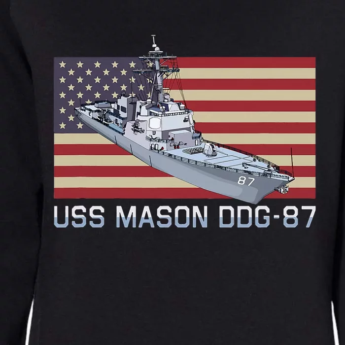 Uss Mason Ddg87 Ship Diagram American Flag Womens California Wash Sweatshirt