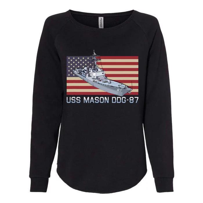 Uss Mason Ddg87 Ship Diagram American Flag Womens California Wash Sweatshirt