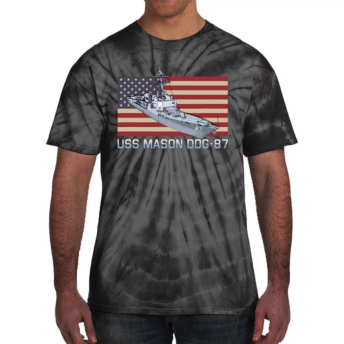 Uss Mason Ddg87 Ship Diagram American Flag Tie-Dye T-Shirt