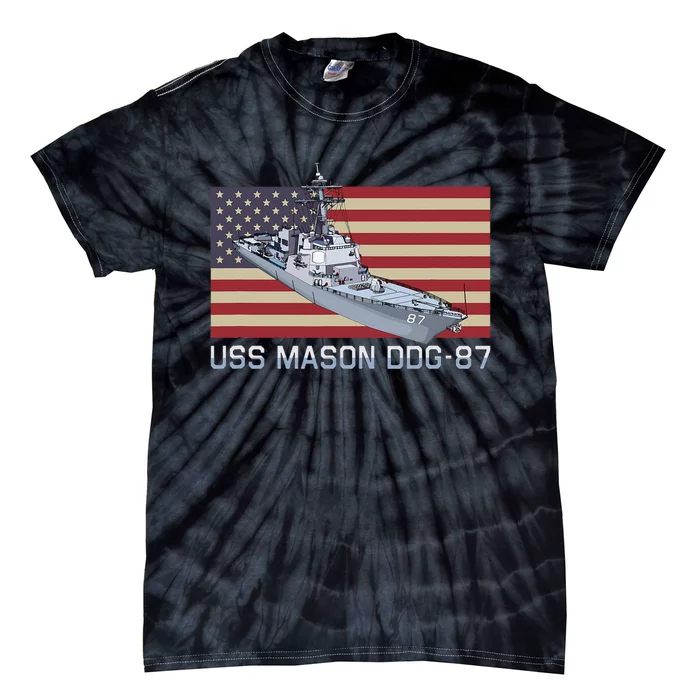 Uss Mason Ddg87 Ship Diagram American Flag Tie-Dye T-Shirt