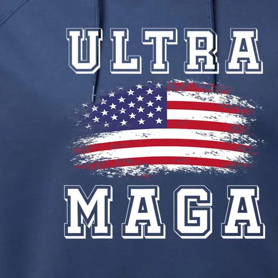 Ultra Maga Donald Trump American Pro Freedom Ultra MAGA Performance Fleece Hoodie