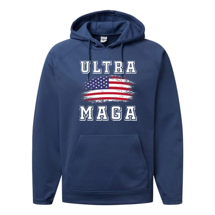 Ultra Maga Donald Trump American Pro Freedom Ultra MAGA Performance Fleece Hoodie