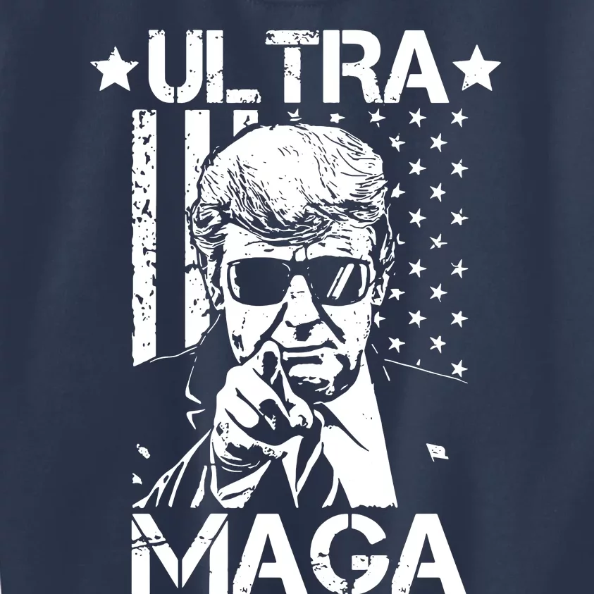 Ultra Maga Donald Trump Usa Flag Kids Sweatshirt