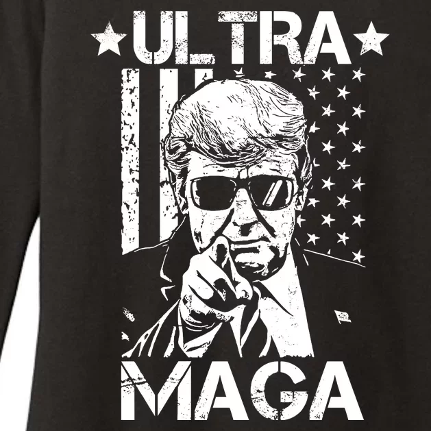 Ultra Maga Donald Trump USA Flag Womens CVC Long Sleeve Shirt