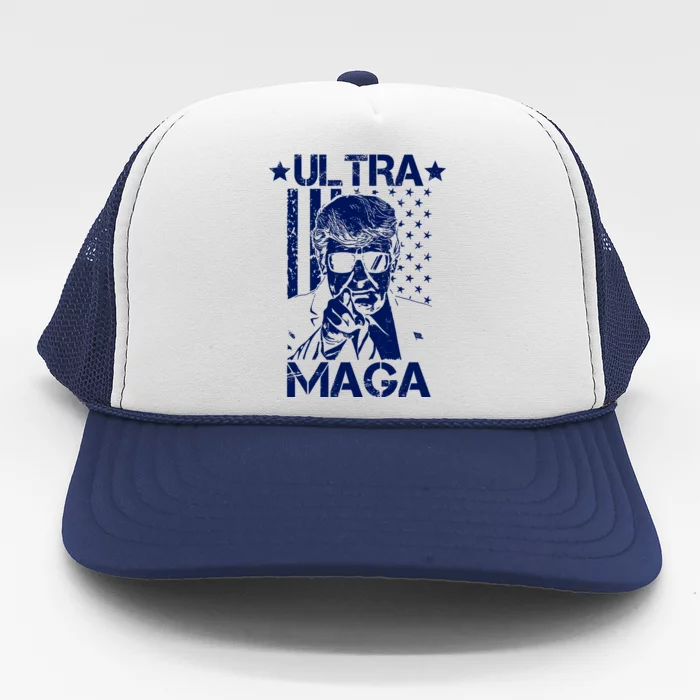 Ultra Maga Donald Trump USA Flag Trucker Hat