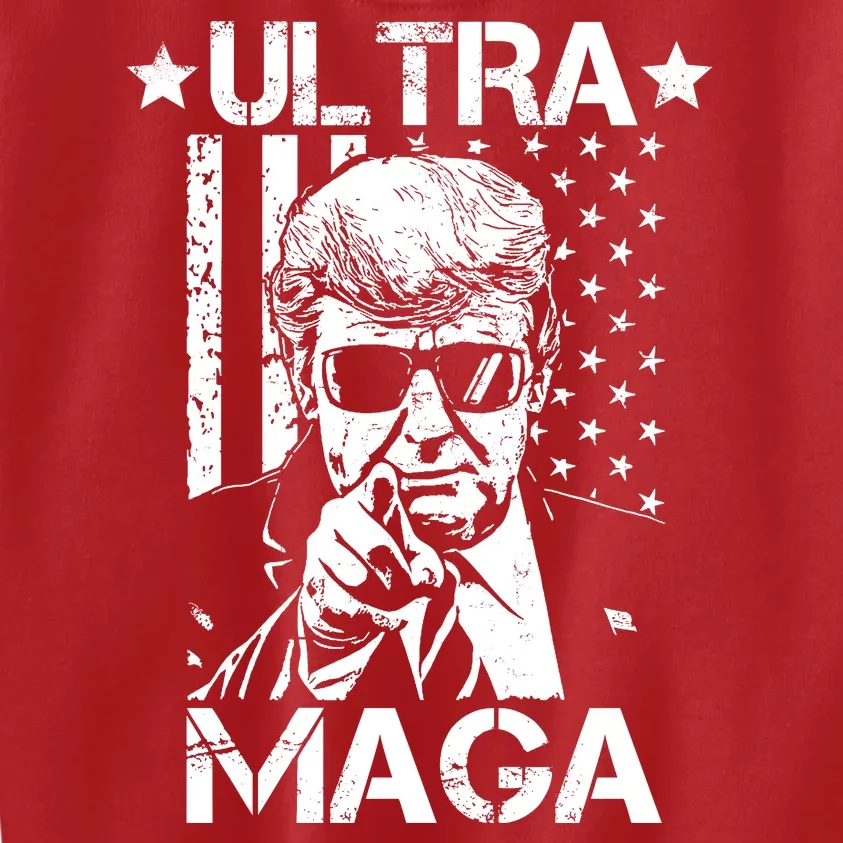 Ultra Maga Donald Trump USA Flag Kids Sweatshirt