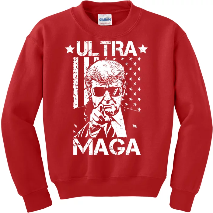 Ultra Maga Donald Trump USA Flag Kids Sweatshirt