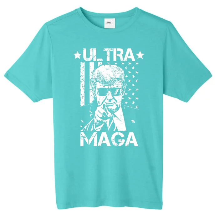 Ultra Maga Donald Trump USA Flag ChromaSoft Performance T-Shirt