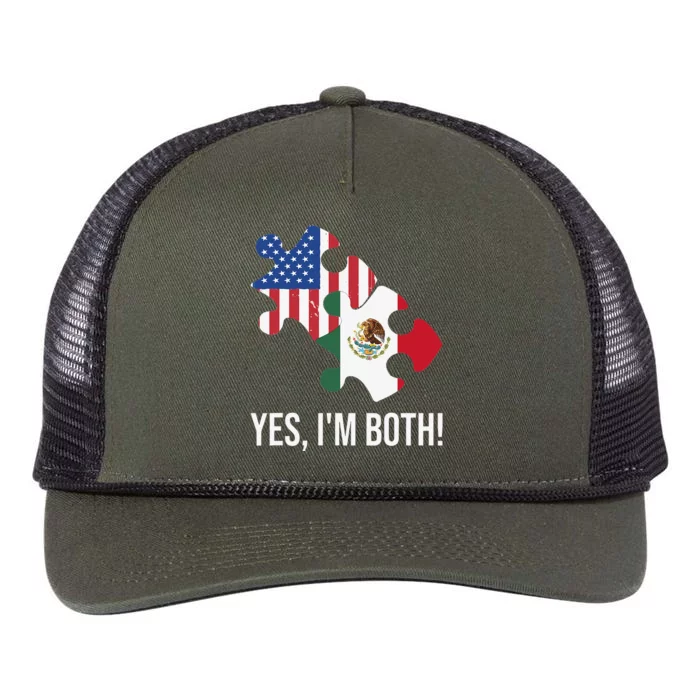 US Mexican Dual Citizenship Retro Rope Trucker Hat Cap