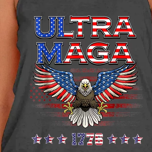 Ultra Mega Eagle 2022, Ultra Maga Tee AMERICAN, FLAG, EAGLE Women's Knotted Racerback Tank