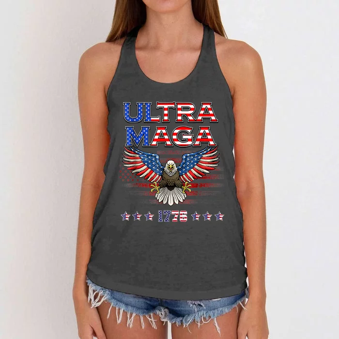 Ultra Mega Eagle 2022, Ultra Maga Tee AMERICAN, FLAG, EAGLE Women's Knotted Racerback Tank