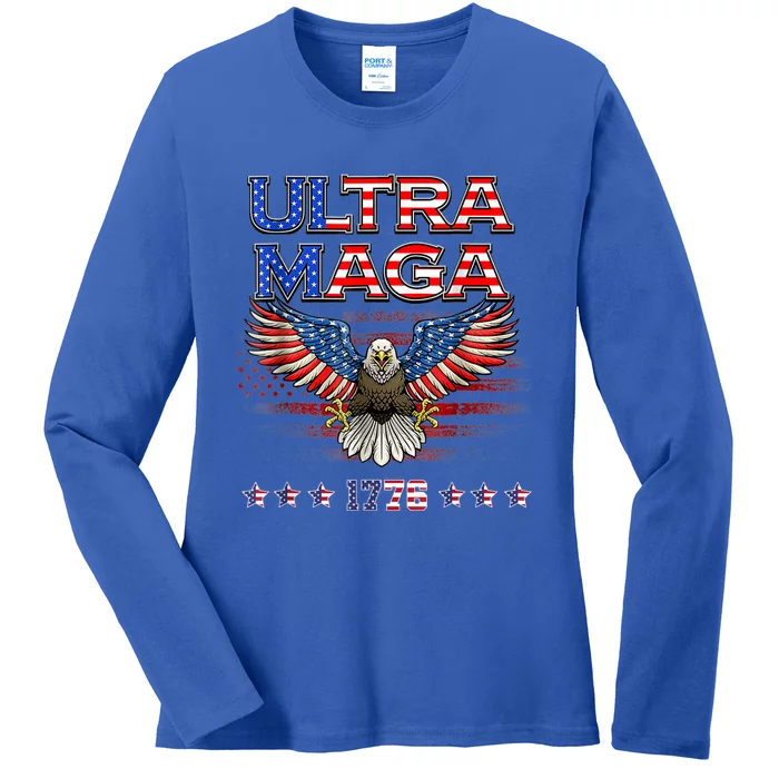 Ultra Mega Eagle 2022, Ultra Maga Tee AMERICAN, FLAG, EAGLE Ladies Long Sleeve Shirt