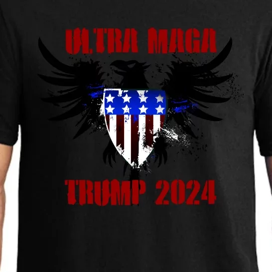 Ultra MAGA Eagle Grunge Splatter Trump 2024 Anti Biden Pajama Set