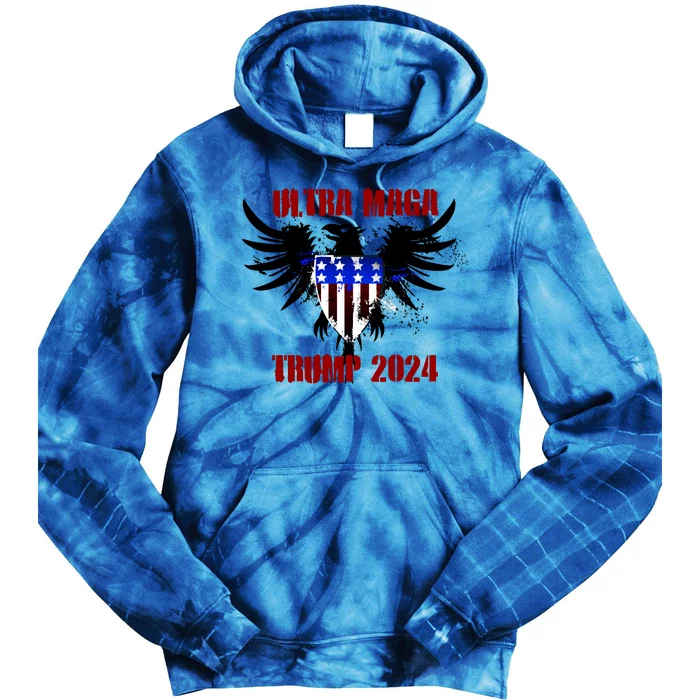 Ultra MAGA Eagle Grunge Splatter Trump 2024 Anti Biden Tie Dye Hoodie