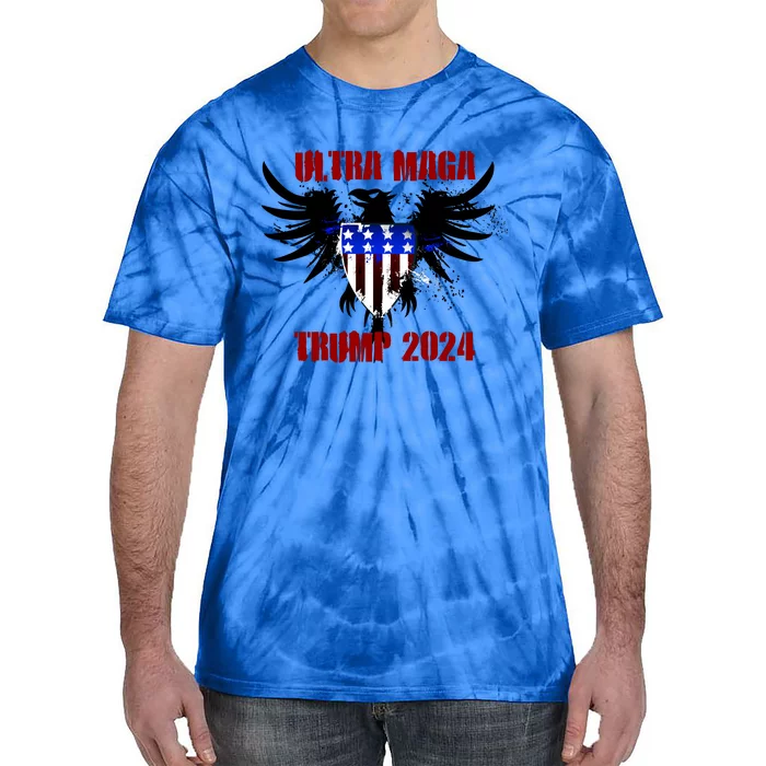 Ultra MAGA Eagle Grunge Splatter Trump 2024 Anti Biden Tie-Dye T-Shirt