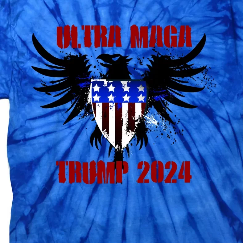 Ultra MAGA Eagle Grunge Splatter Trump 2024 Anti Biden Tie-Dye T-Shirt