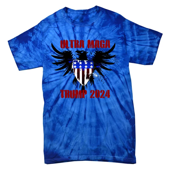 Ultra MAGA Eagle Grunge Splatter Trump 2024 Anti Biden Tie-Dye T-Shirt