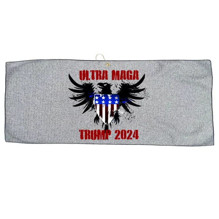 Ultra MAGA Eagle Grunge Splatter Trump 2024 Anti Biden Large Microfiber Waffle Golf Towel