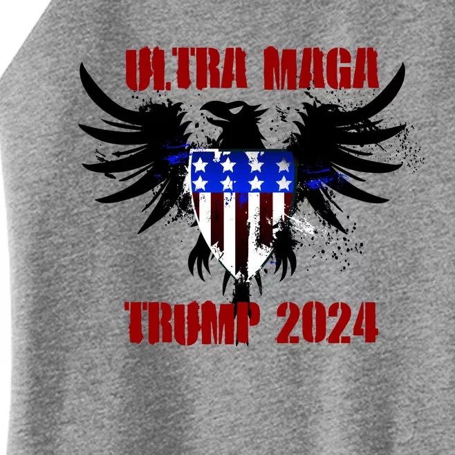 Ultra MAGA Eagle Grunge Splatter Trump 2024 Anti Biden Women’s Perfect Tri Rocker Tank