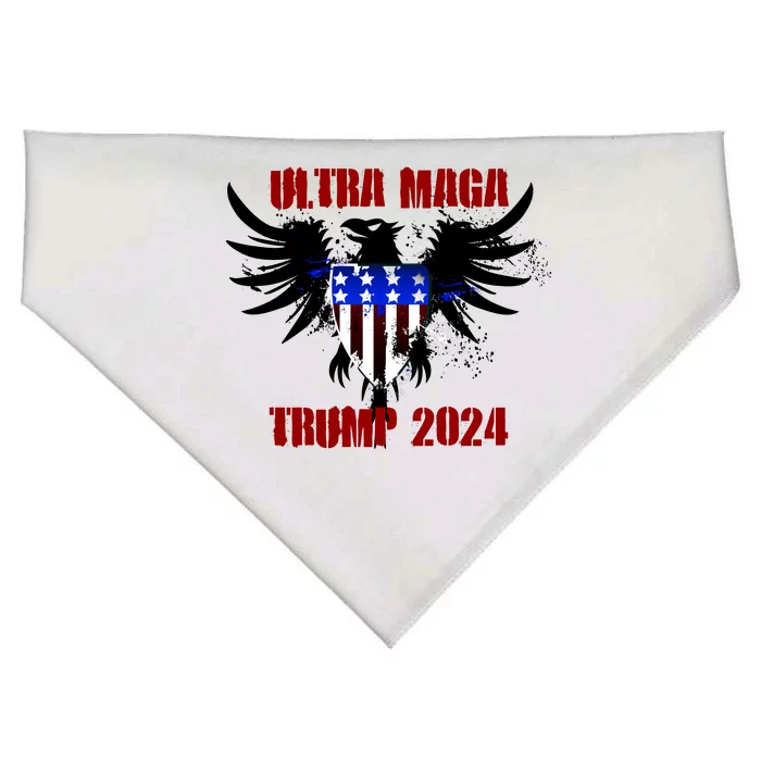 Ultra MAGA Eagle Grunge Splatter Trump 2024 Anti Biden USA-Made Doggie Bandana