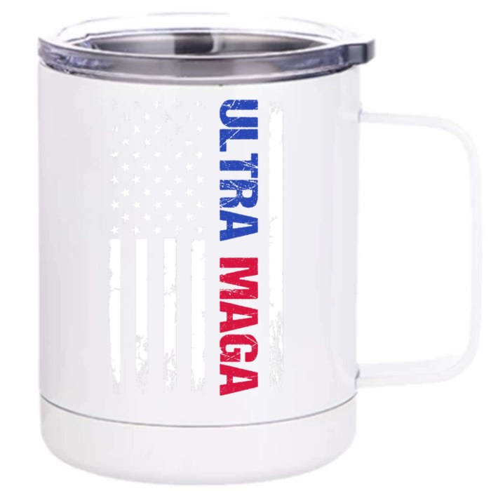 Ultra Maga Flag Front & Back 12oz Stainless Steel Tumbler Cup