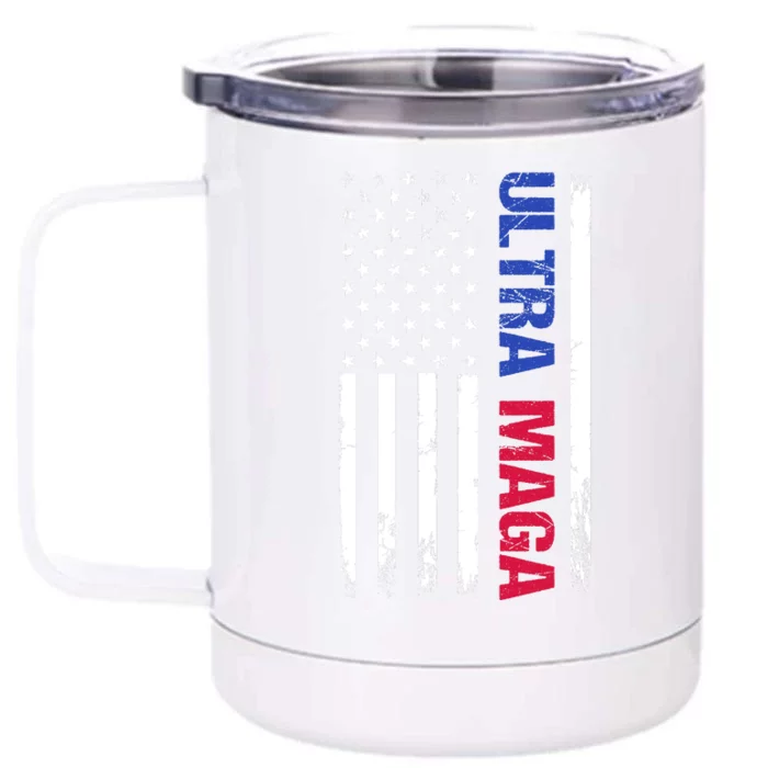 Ultra Maga Flag Front & Back 12oz Stainless Steel Tumbler Cup