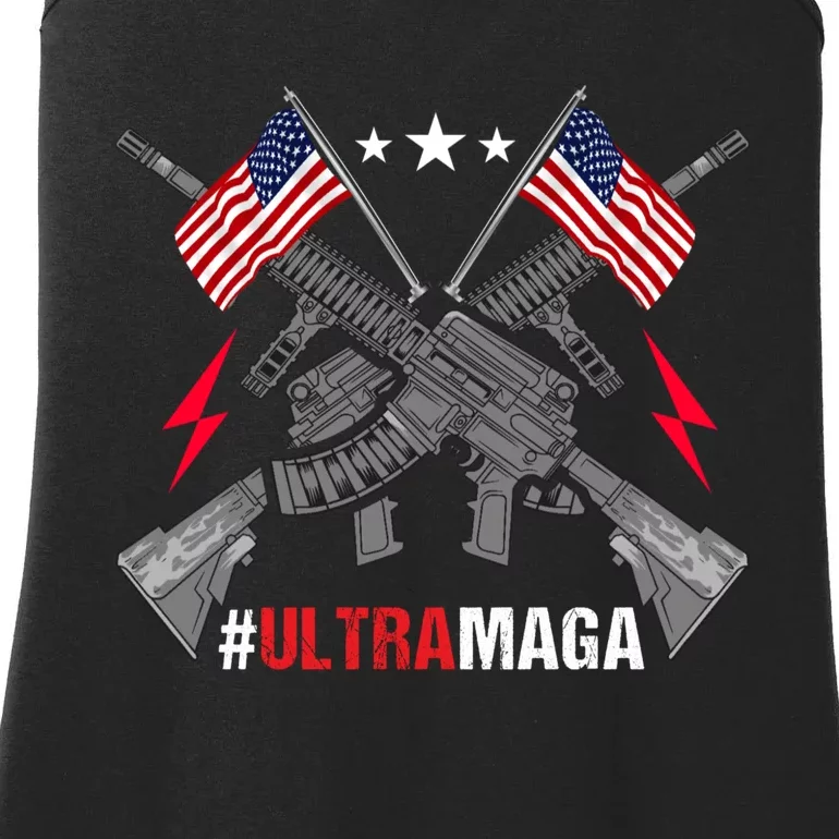 Ultra MAGA Funny Conservative Anti Biden Pro Trump Ladies Essential Tank