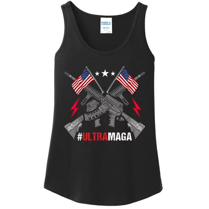 Ultra MAGA Funny Conservative Anti Biden Pro Trump Ladies Essential Tank