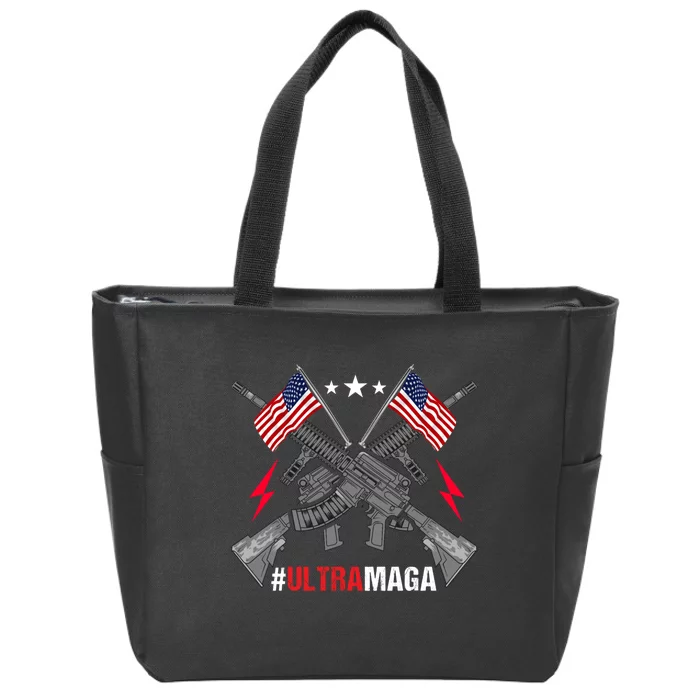 Ultra MAGA Funny Conservative Anti Biden Pro Trump Zip Tote Bag