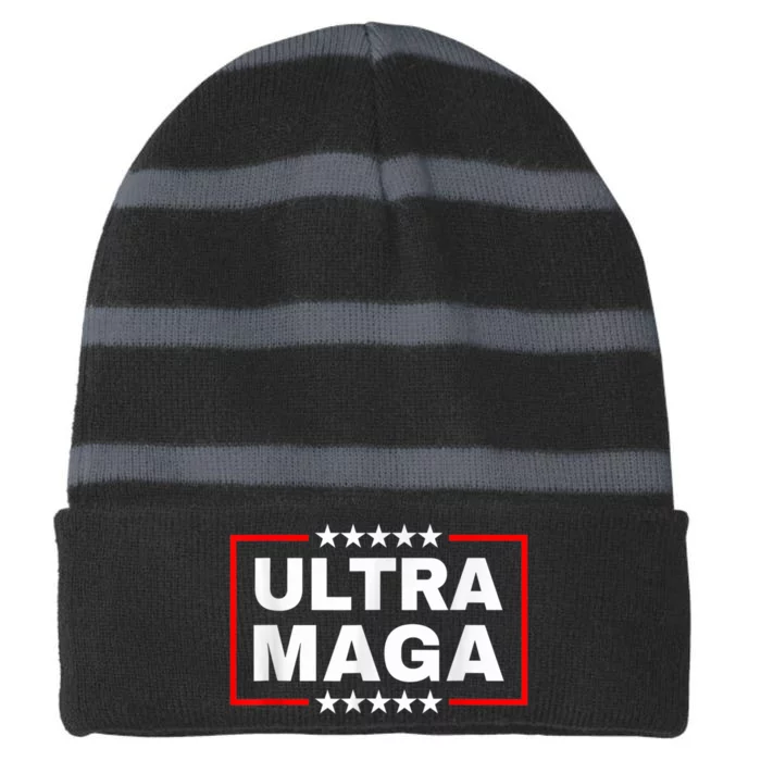 Ultra Mega Funny Anti Joe Biden Striped Beanie with Solid Band