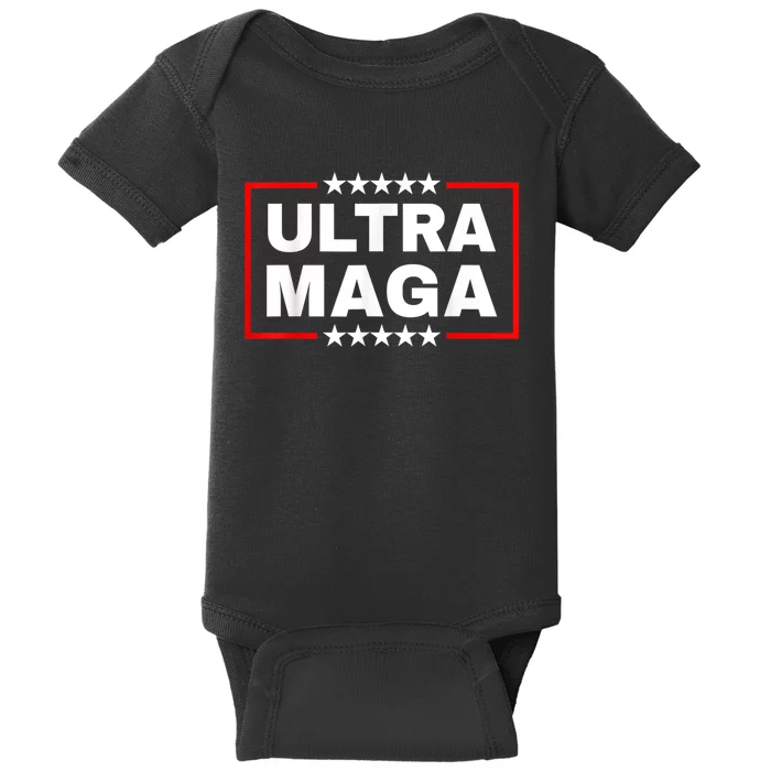 Ultra MAGA Funny Conservative Anti Biden Pro Trump Gift Baby Bodysuit