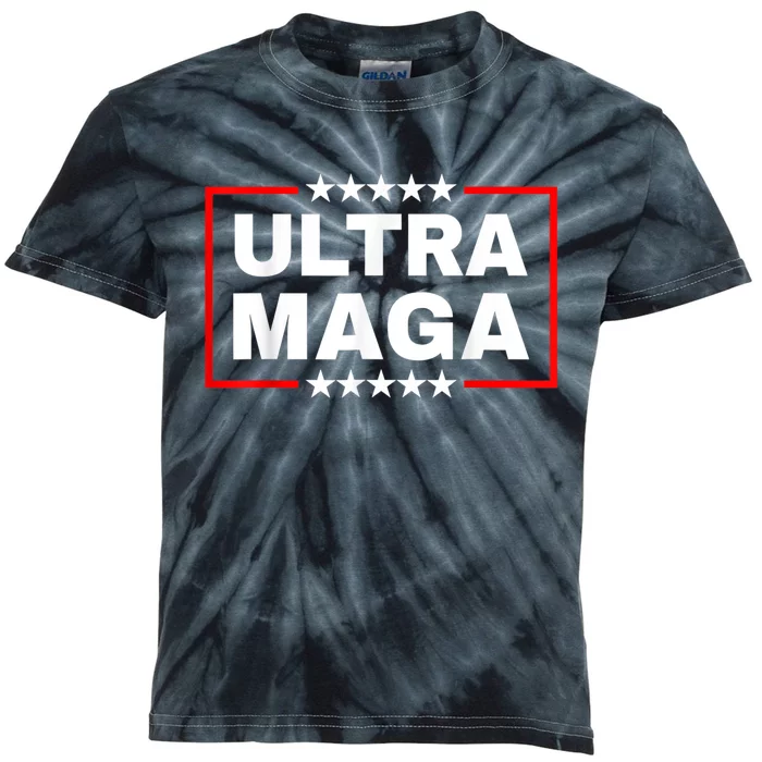 Ultra MAGA Funny Conservative Anti Biden Pro Trump Gift Kids Tie-Dye T-Shirt