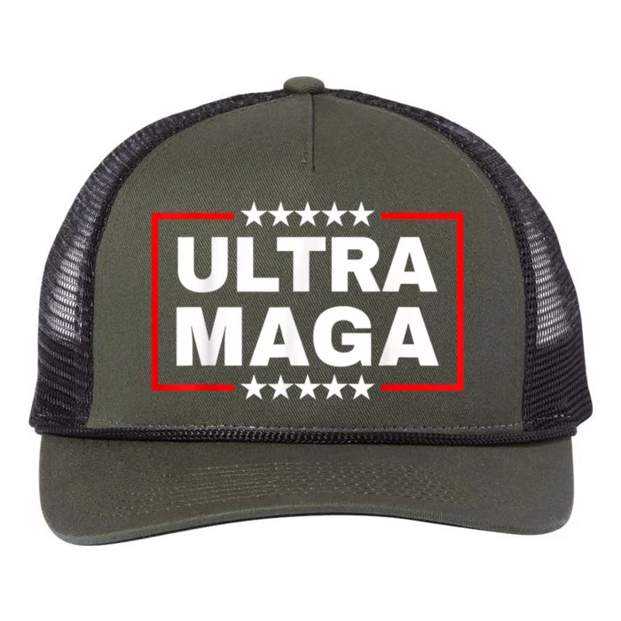 Ultra MAGA Funny Conservative Anti Biden Pro Trump Gift Retro Rope Trucker Hat Cap