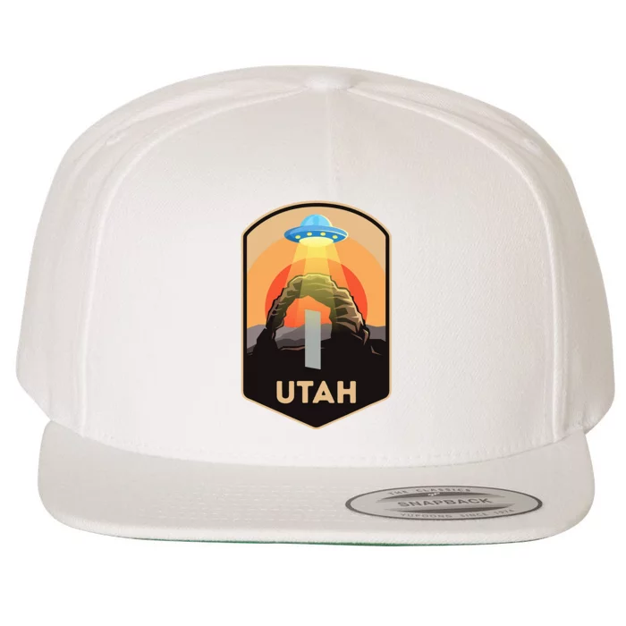 Utah Monolith Funny Utah National Park Spaceship Beam Wool Snapback Cap