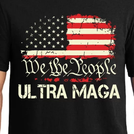 Ultra Maga Funny Anti Biden Us Flag Pro Trump Trendy Pajama Set