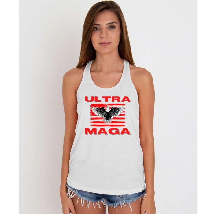 Ultra MAGA Conservative US Flag Women's Knotted Racerback Tank