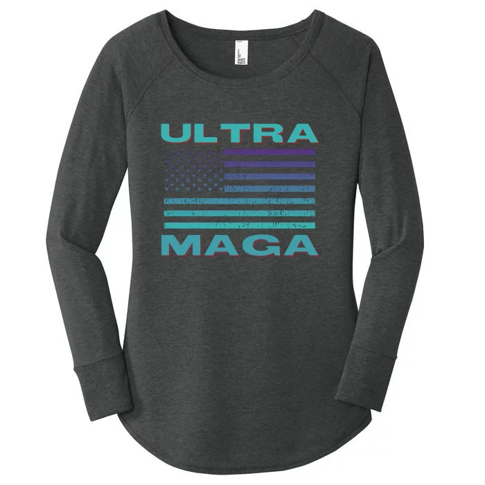 Ultra MAGA Conservative US Flag Women's Perfect Tri Tunic Long Sleeve Shirt