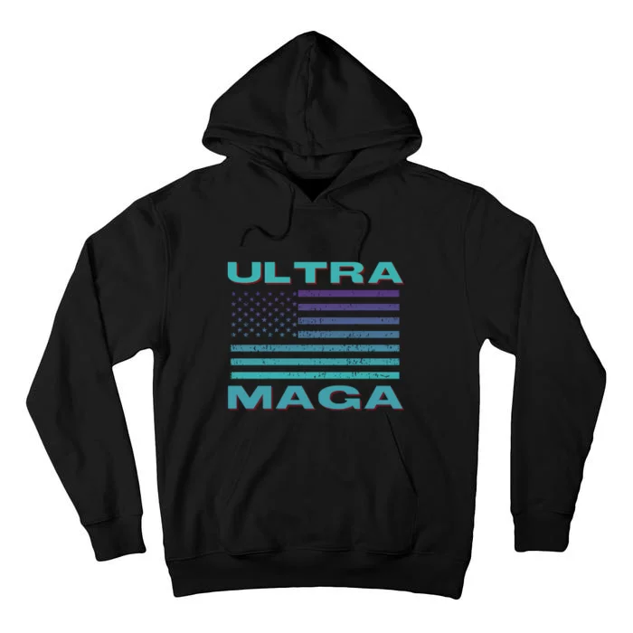 Ultra MAGA Conservative US Flag Tall Hoodie