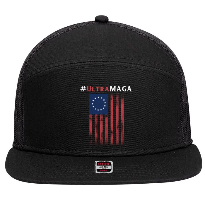 Ultra MAGA Conservative Anti Biden Republican 7 Panel Mesh Trucker Snapback Hat