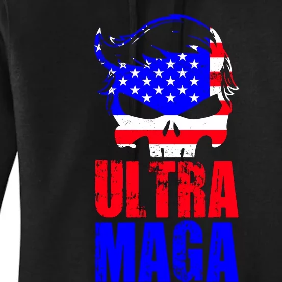 Ultra MAGA Funny Conservative Anti Biden Women's Pullover Hoodie